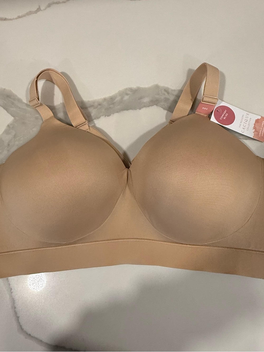 Lane Bryant Cacique Comfort Bliss No Wire Lounge Bra Size 40C Nude Beige NWT
